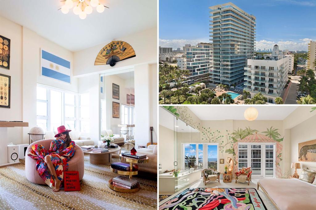 Art curator Ximena Caminos is asking $7.7 million for her colorful Miami Beach penthouse