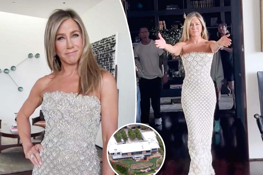 Jennifer Aniston gave fans a rare tour of her $21 million LA mansion during her Emmys glam session.